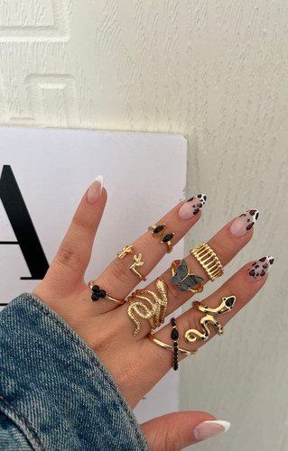 پک انگشتر ۸ تایی به رنگ سیاه با سایزهای مختلف برای همه انگشتان دیت