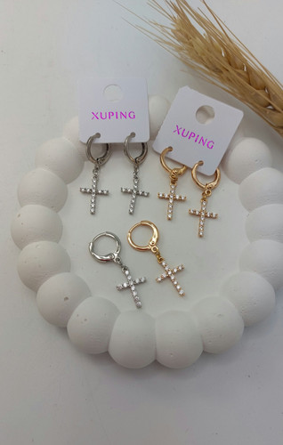 گوشواره ژوپینگ صلیب نگین دار