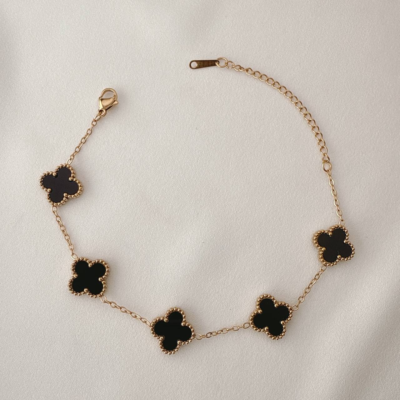 دستبند استیل ونکلیف طلایی و مشکی