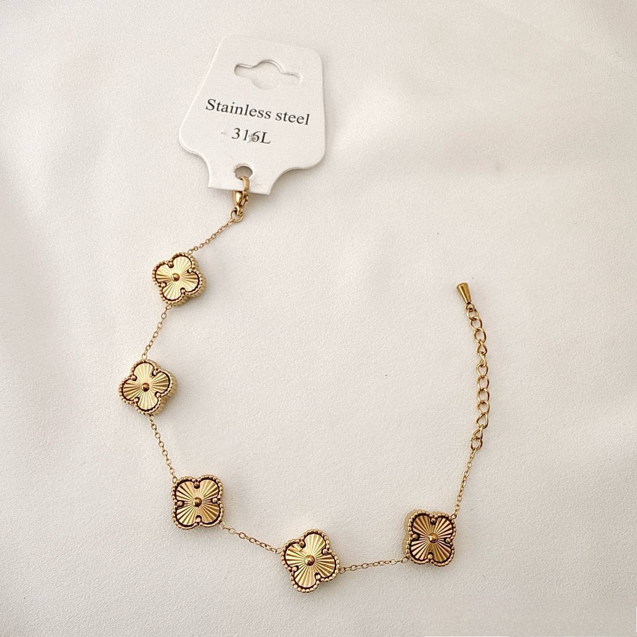 دستبند استیل ونکلیف طلایی و مشکی