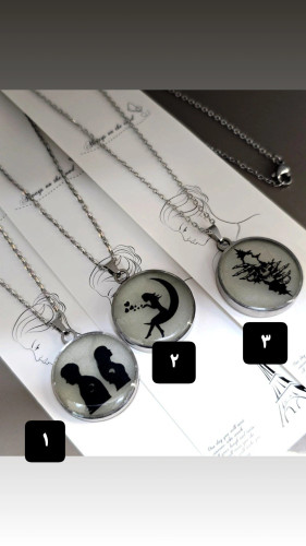 گردنبند استیل شبتاب با زنجیر ۴۵ سانتی