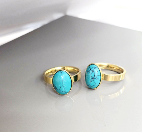 انگشتر استیل فیروزه